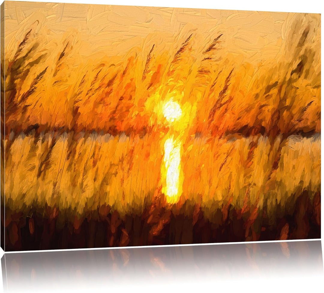 Pixxprint Sonnenuntergang am See als Leinwandbild/Grösse: 100x70 cm/Wandbild/Kunstdruck/fertig bespa