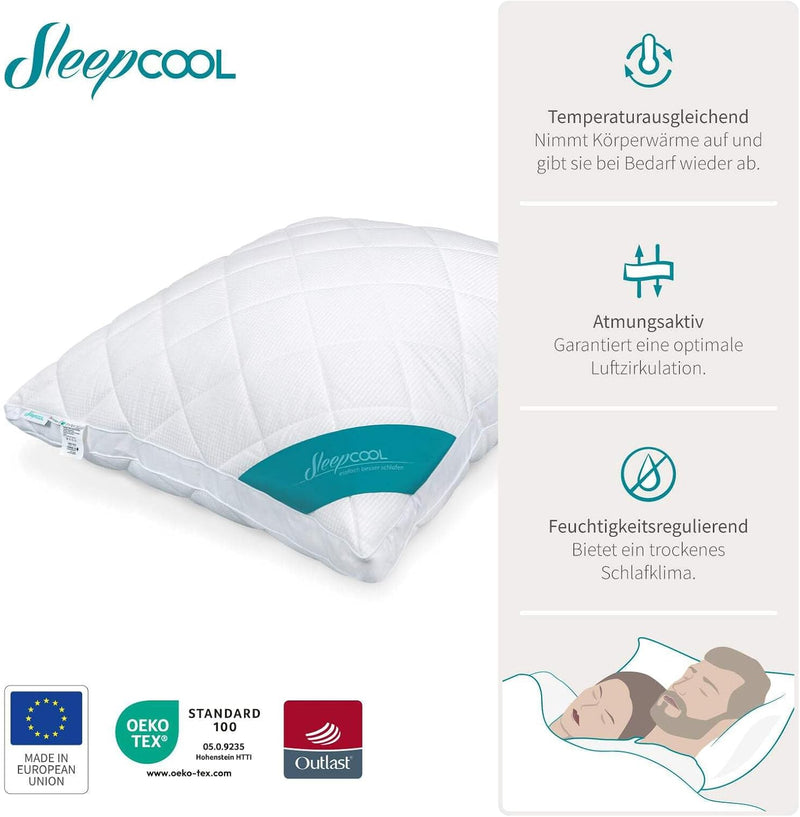 SleepCOOL Kühlendes Kopfkissen 40x80cm COOL.Moments – Voluminöses Kissen, Temperaturregulierend, Wen