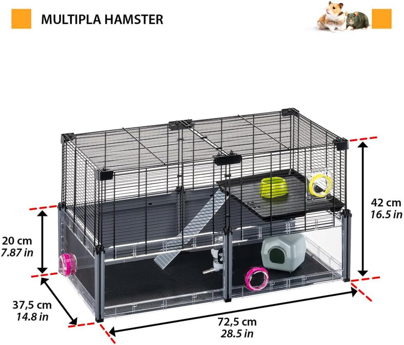 FERPLAST - Grosser Hamsterkäfig - Mauskäfig & Hamsterhaus - Metallgitter - mit Zubehör - Modular - M