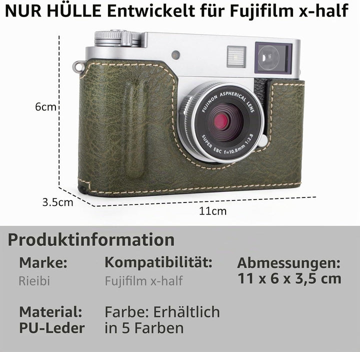 Rieibi x-Half/X-HF1 Case PU Leder Kameratasche für Fujifilm X Half Mirrorless Kamera Schutzhülle mit