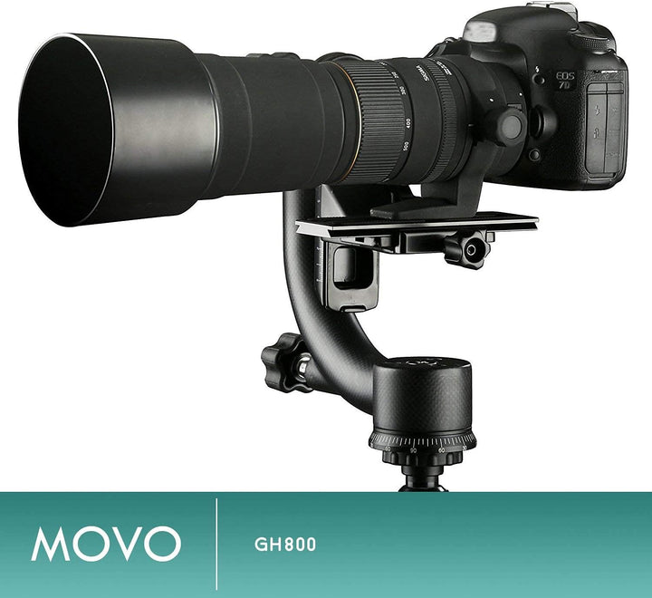 Movo GH800 MKII Kardan-Stativkopf aus Karbonfaser, mit langen und kurzen Arca-Swiss Schnellwechselpl