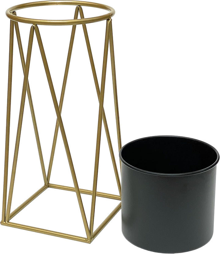 DanDiBo Blumenhocker mit Topf Metall Gold Schwarz S 47 cm Blumenständer 96046 Blumensäule Modern Pfl