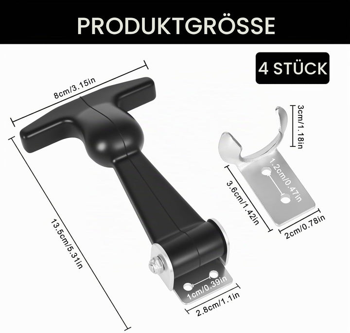 4 Stück Haubenhalter Gummi, Elastischer Haubenhalter, Haubenverschluss Gummi, T Griff Spannverschlus