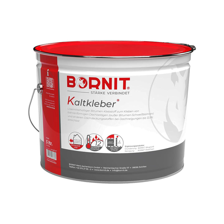 BORNIT Kaltkleber Bitumen Kleber Dachbeläge [bis 12,5% Neigung] 5L Klebstoff Bitumen Lösemittel Gart