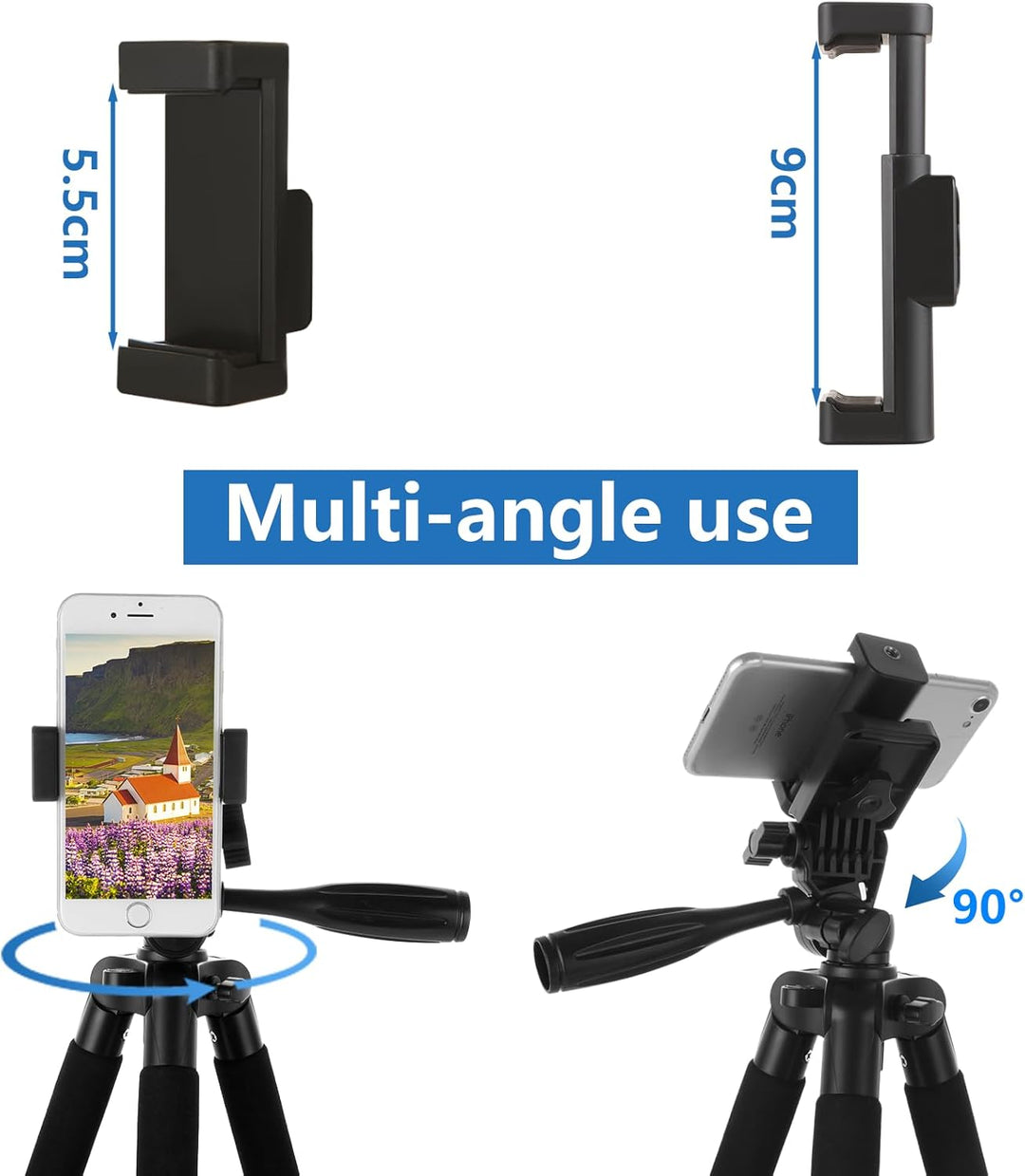 ASelected Kamerastativ mit abnehmbarem Kopf, universeller Ständer für Canon, Nikon und Handy, Alumin