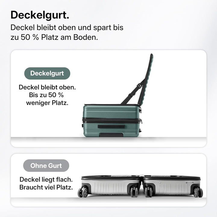 Münicase Koffer Expandierbar – Hartschalen-Trolley mit Oberseiten-Öffnung, Kompressionsgurt & extra