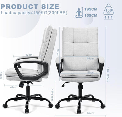 BASETBL Bürostuhl Schreibtischstuhl Ergonomisch, Stoff Chefsessel mit gepolsterter Armlehne und weic