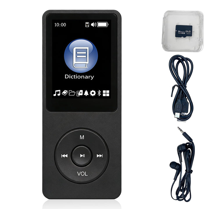 64 Gb Mp3 Player,Mp3 Player Bluetooth 5.0 Mit 1,8" Tft-Farbbildschirm,Kopfhörer,Lautsprecher,Hifi Mu