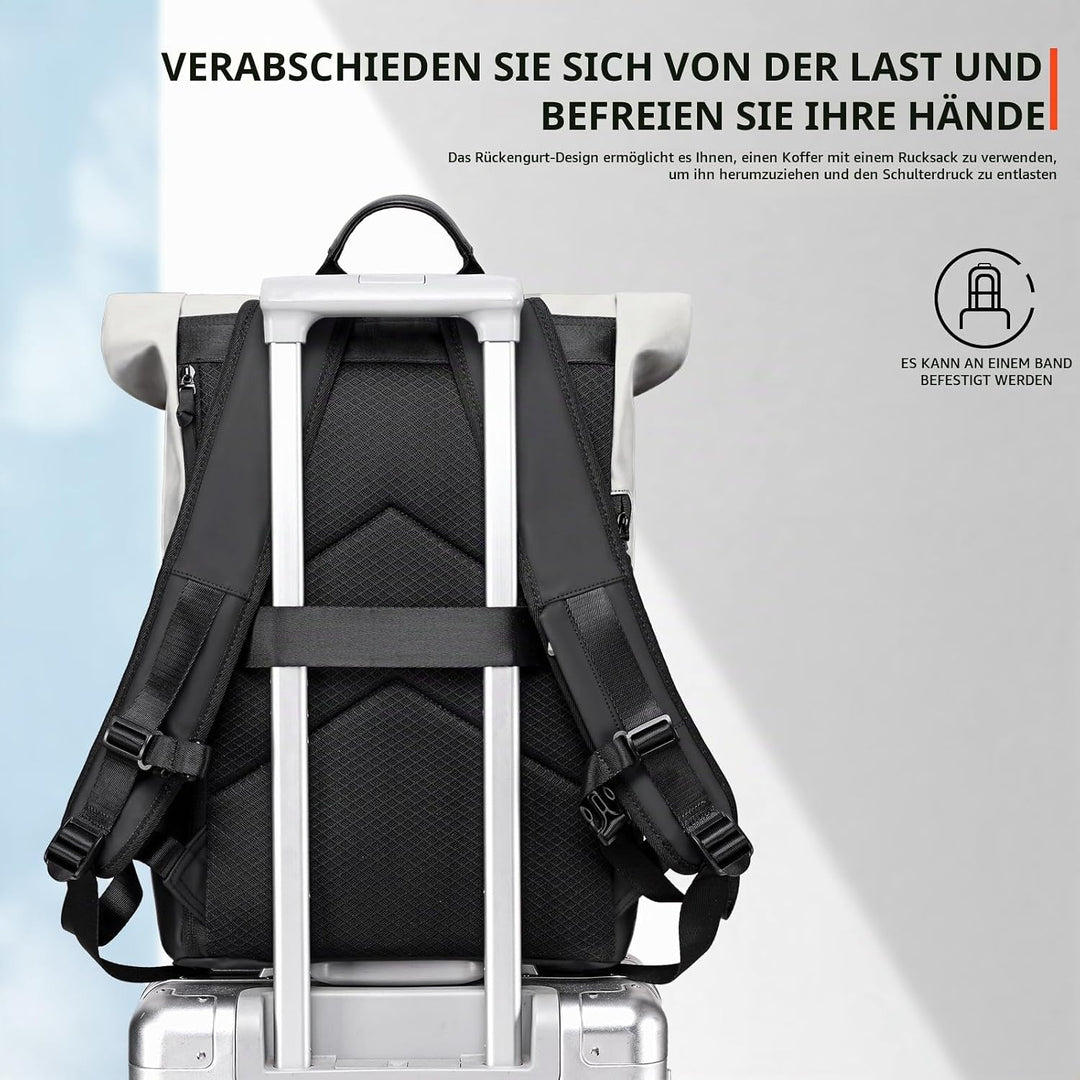 Rolltop Rucksack Damen Herren Gross Laptop Rucksack Wasserdichter mit Computerfach 17,3 Zoll Rucksäc