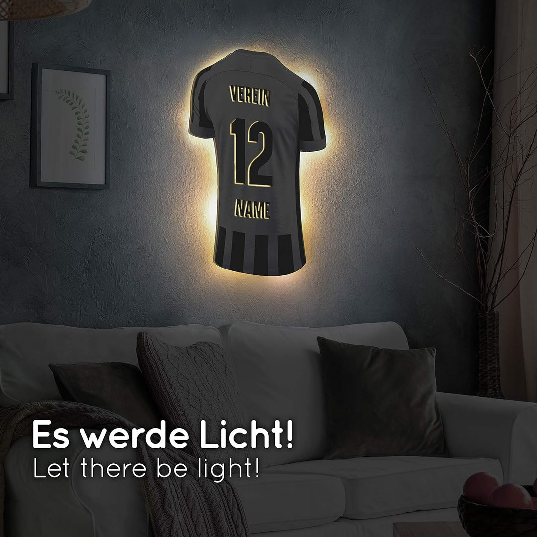 Elbeffekt Trikotlampe für Turin Fans aus Holz - personalisierbares Geschenk - schenke Dein individue