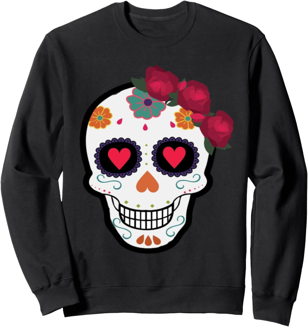 Sugar Skull Day of the Dead Rose Crown Sweatshirt