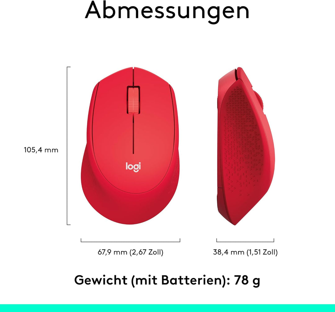 Logitech M330 SILENT PLUS Kabellose Maus, 2,4 GHz mit USB-Nano-Empfänger, 1000 DPI Optical Tracking,