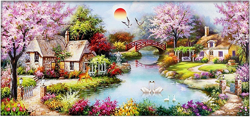 5D DIY Diamant Painting Bilder Gross Malerei Kit Sonne Landschaft Diamond Painting Stickerei Mosaik