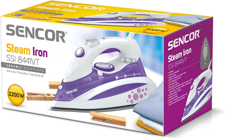 SENCOR SSI 8441VT Dampfbügeleisen (2200 Watt, Bügelunterlage aus Keramik) lila Violett, Violett