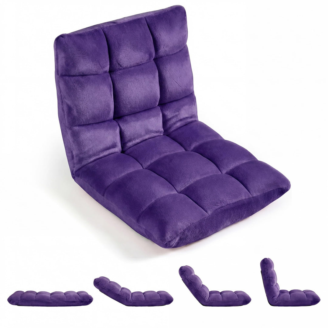 RELAX4LIFE Bodenstuhl klappbar, Bodensessel mit Liegefunktion (Violett) | Bodensitz mit Verstellbare