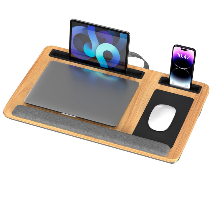 Laptoptisch mit Mauspad, Handgelenkauflage & Handyhalter Laptopkissen für Bett und Sofa Passend für