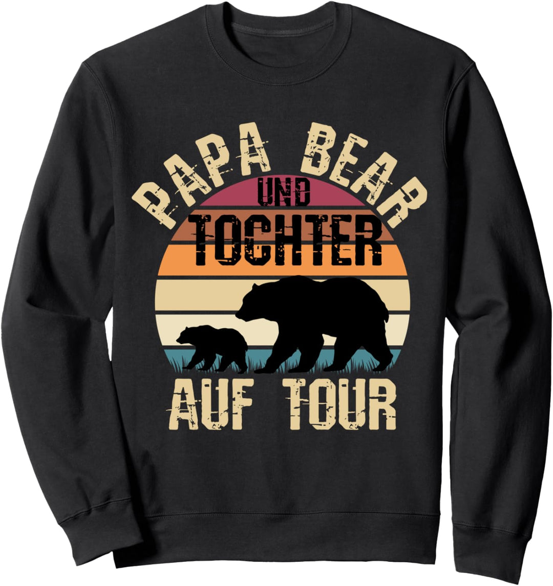 Vintage Papa Bear Und Tochter Auf Tour Wandern Vatertag Sweatshirt