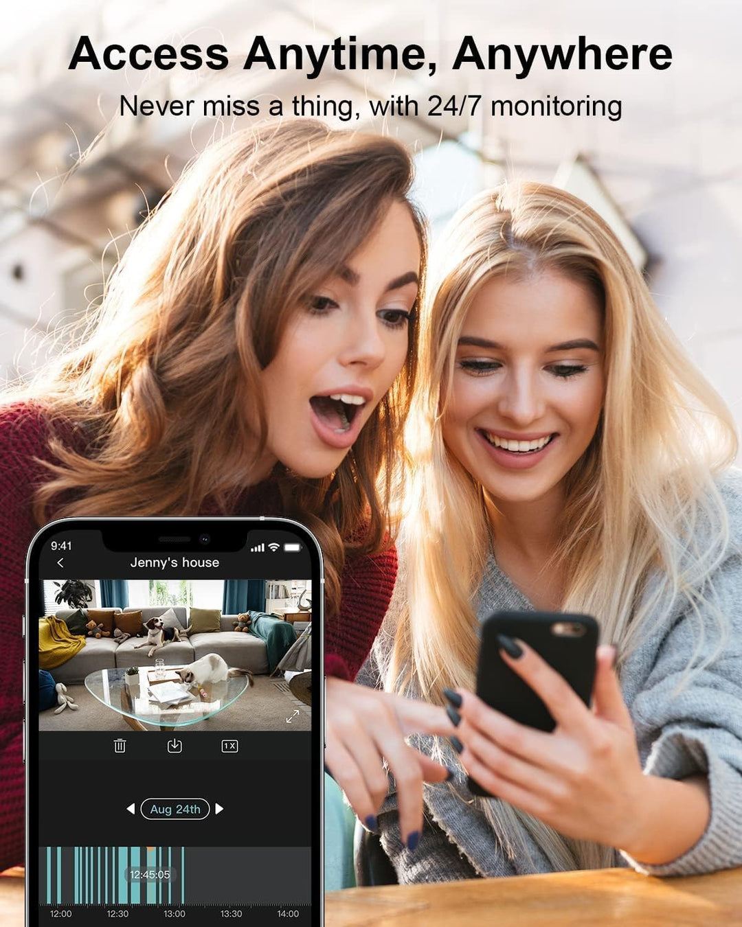 WUUK 4MP/2.5K Überwachungskamera Innen mit Magnetischem Standfuss, WLAN IP Kamera Überwachung Innen,