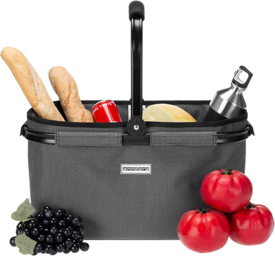 anndora Einkaufskorb WOOVEN Grey 22 Liter Picknickkorb - Grau Grau Gewebt, Grau Gewebt