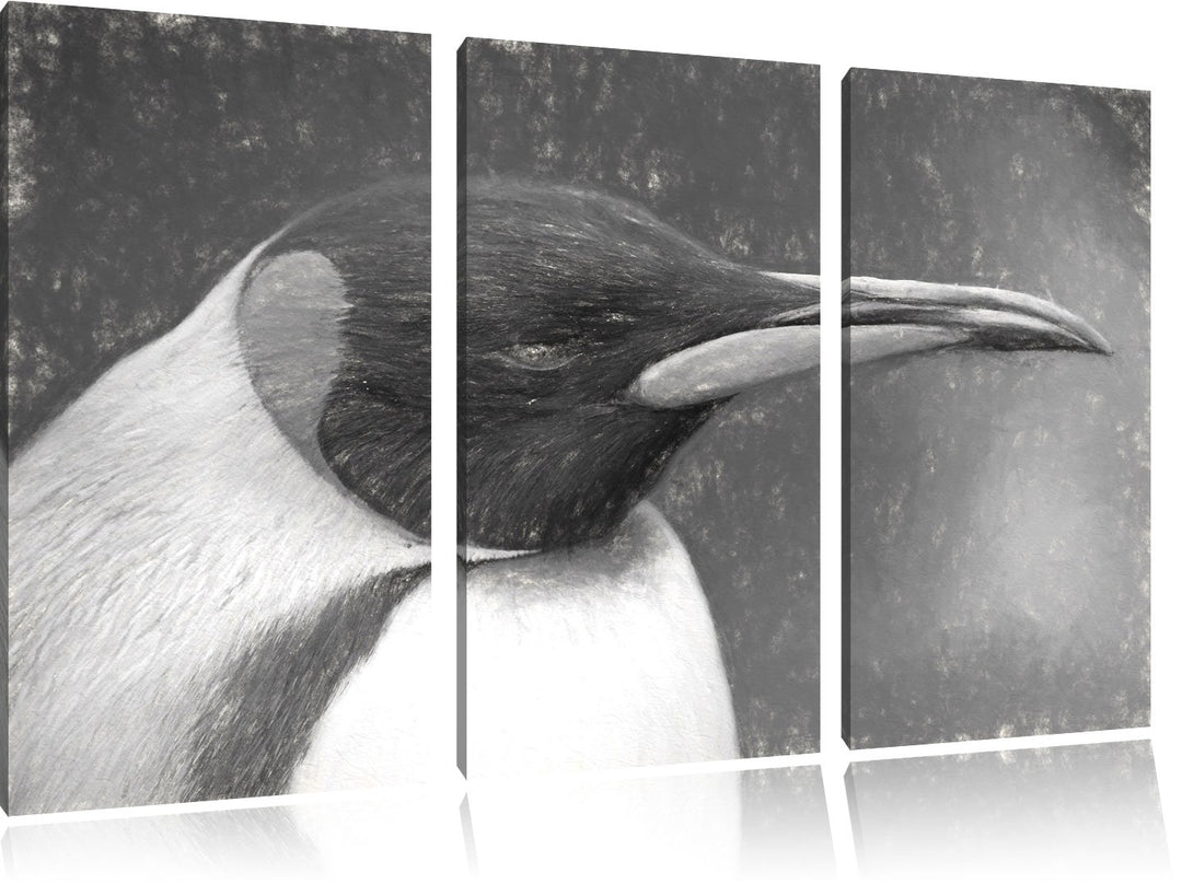 Kaiserpinguin im Profil Spezial 3-Teiler Leinwandbild 120x80 Bild auf Leinwand, XXL riesige Bilder f