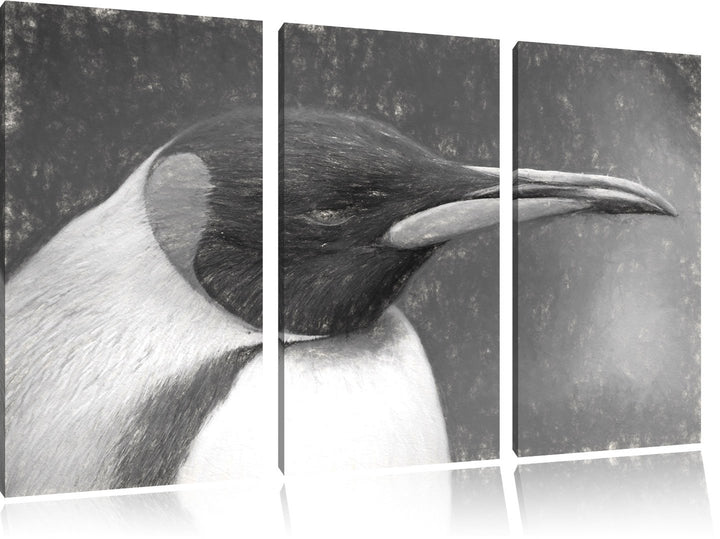 Kaiserpinguin im Profil Spezial 3-Teiler Leinwandbild 120x80 Bild auf Leinwand, XXL riesige Bilder f