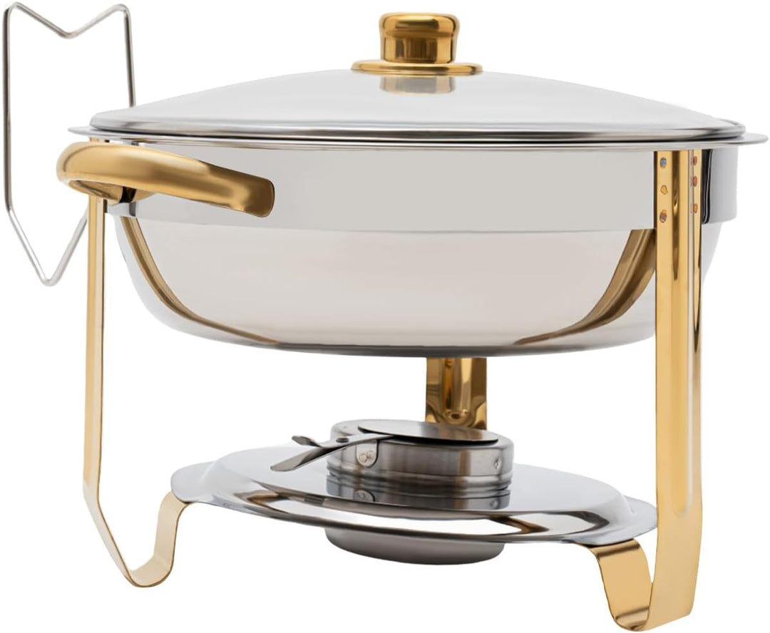 Chafing Dish 5L Runder Edelstahl Warmhaltebehälter ø302x(H) 225mm Speisenwärmer mit Glasdeckel für C