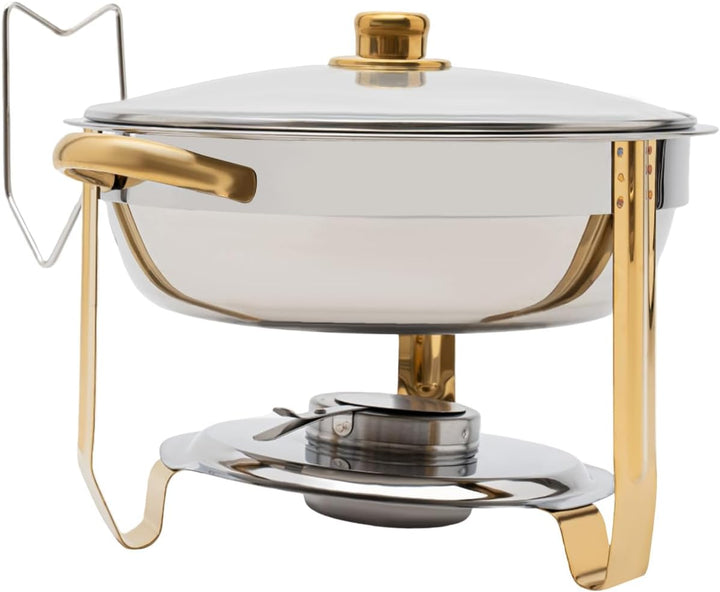 Chafing Dish 5L Runder Edelstahl Warmhaltebehälter ø302x(H) 225mm Speisenwärmer mit Glasdeckel für C