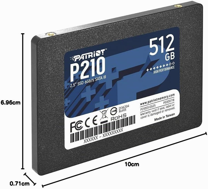 Patriot P210 Interne Solid State Drive 512GB SSD SATA 3 2,5 Zoll, 512GB
