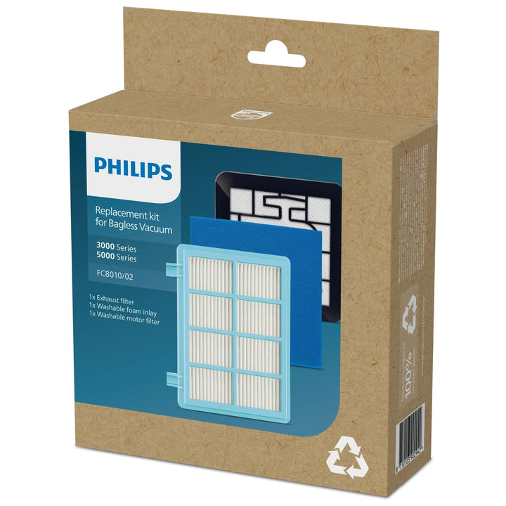 Philips FC8010/02 Original Ersatzfilterset (für PowerPro Compact & Active Bodenstaubsauger) blau/wei