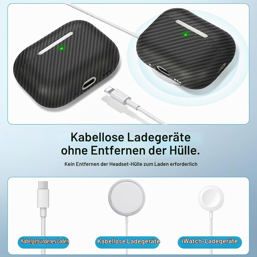 memumi Carbon Hülle für AirPods Pro 3, 0.5 mm Superdünne, Hülle aus echter Carbon für AirPods Pro 3