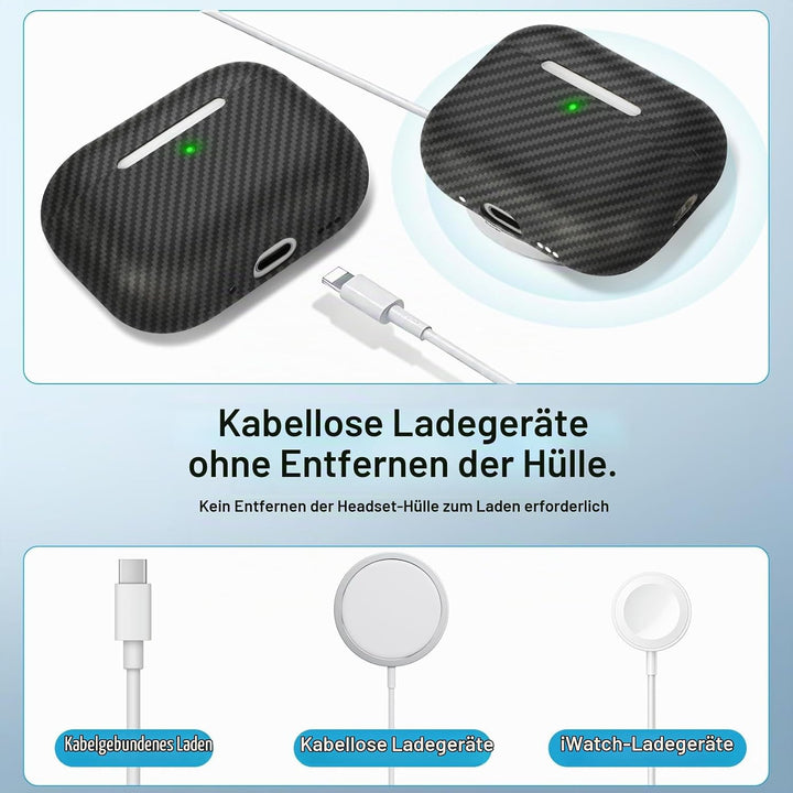 memumi Carbon Hülle für AirPods Pro 3, 0.5 mm Superdünne, Hülle aus echter Carbon für AirPods Pro 3