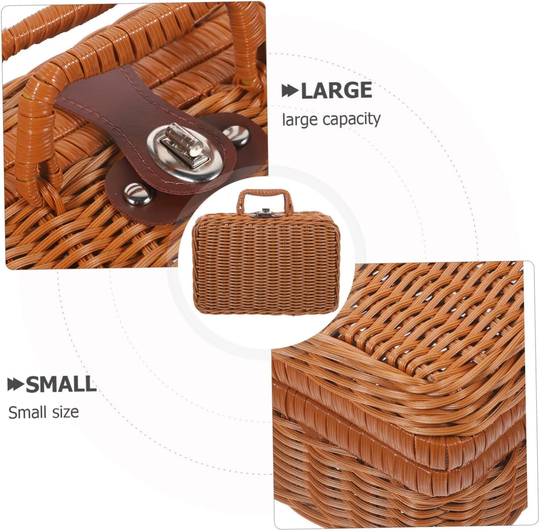 BESPORTBLE Koffer aus Rattanimitat Picknickkorb aus Rattan simuliertes handgewebtes Rattangehäuse Au