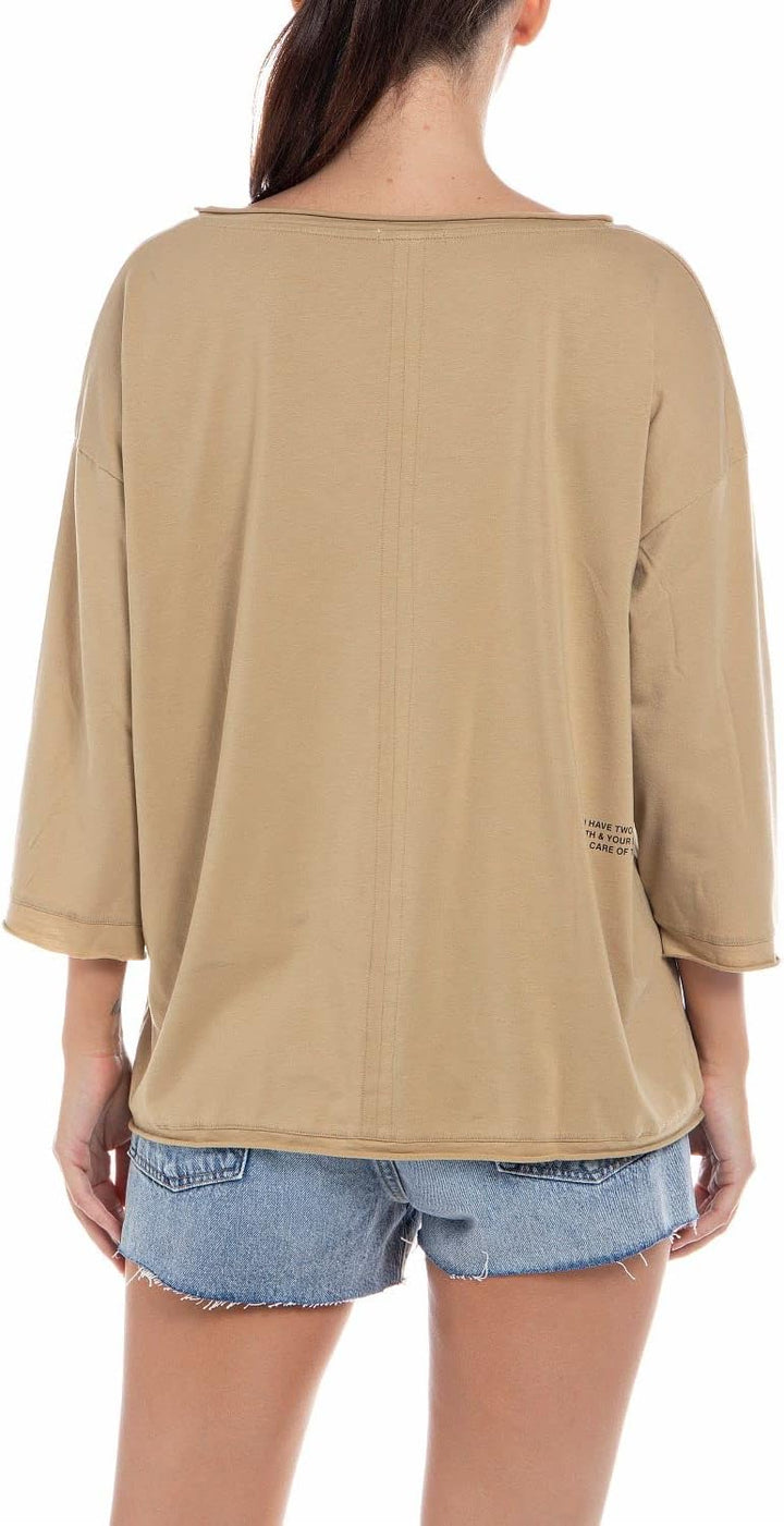 REPLAY Damen T-Shirt, 117 Light Brown