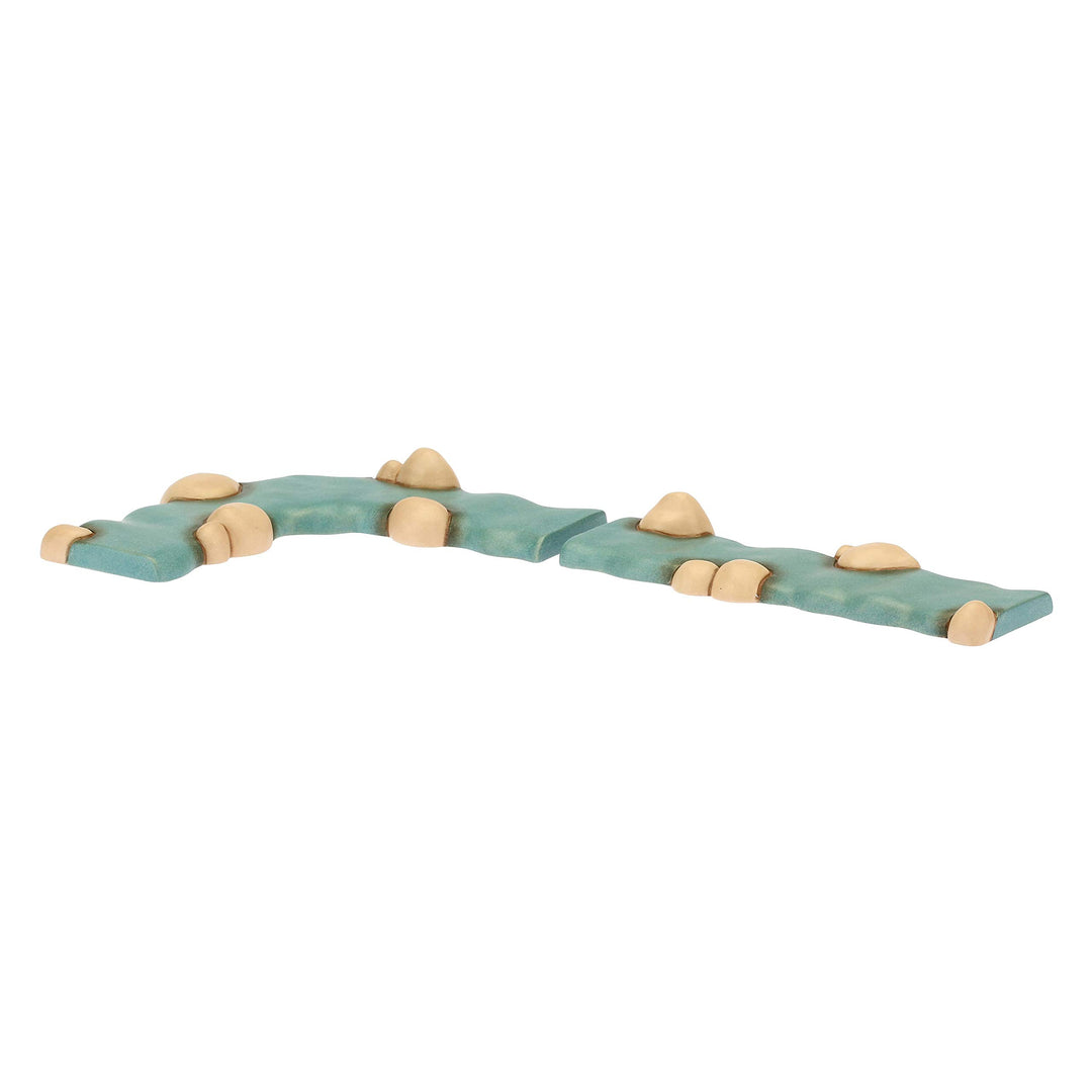 THUN - Set mit 1 Stück Fluss gerade und 1 gekrümmt - Klassische Krippe - Keramik - 13 x 5,6 x 2 cm H