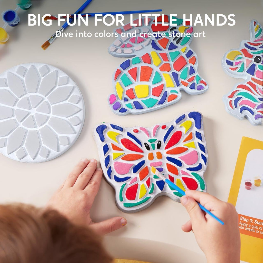 Klever Kits Steinbemalset für Kinder,zum Bemalen von 5 Trittsteinen für den Garten mit Einhornmotiv,