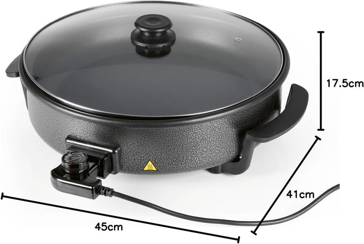 GOURMETmaxx Elektrische Multifunktionspfanne ⌀ 40cm | Mit Thermostat, Glasdeckel & Antihaftbeschicht