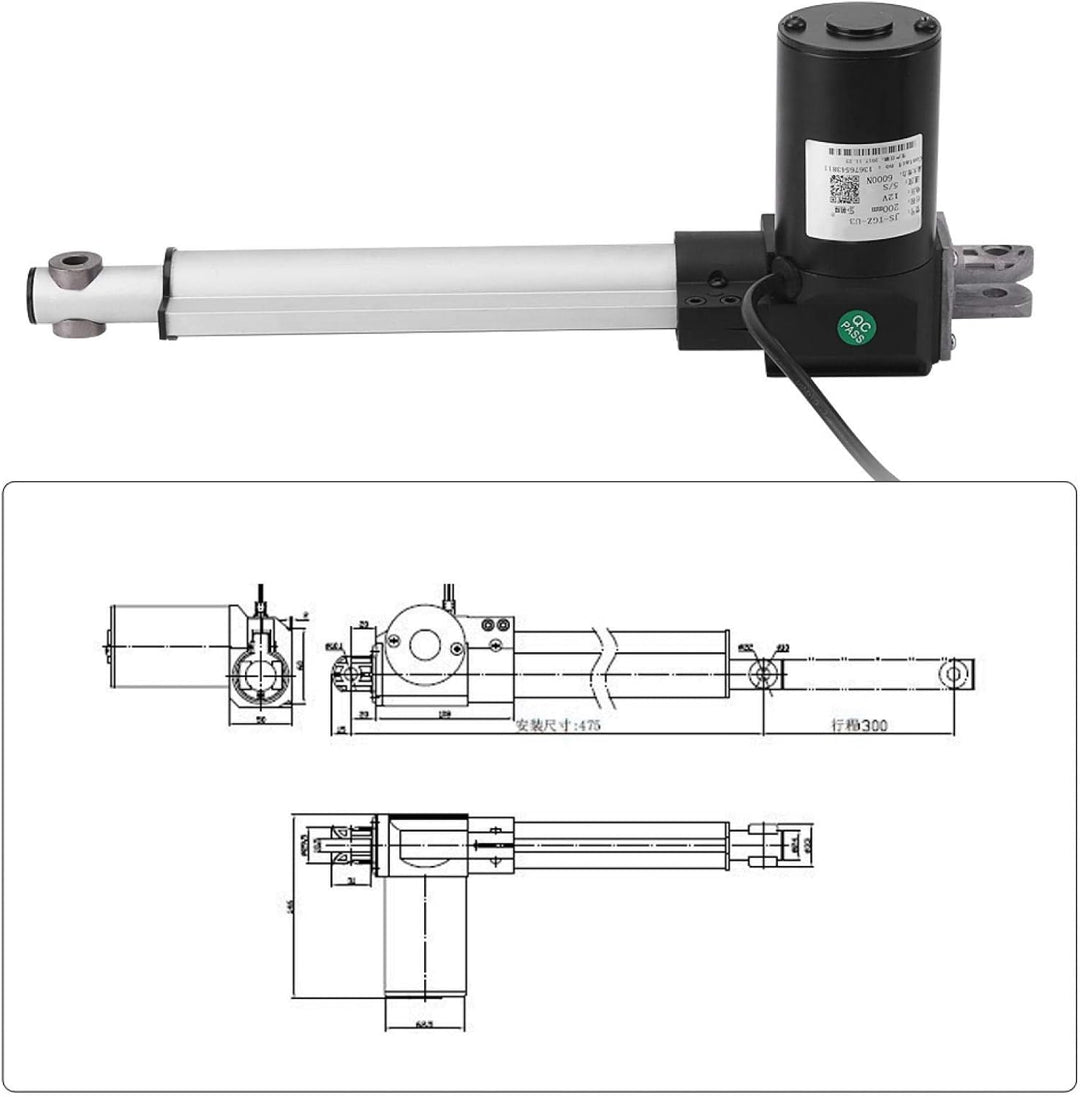 Elektrischer Linearantrieb, DC 12V Halterung Schwerer 6000N Maximaler Hubhub Elektromotor für Autoau