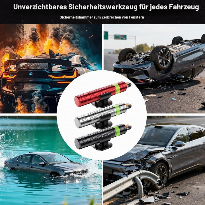 Gurtschneider Notfallhammer Mini, 3 Stück 2 In 1 Rettungswerkzeug，lebensrettender Fensterbrecher, Sa