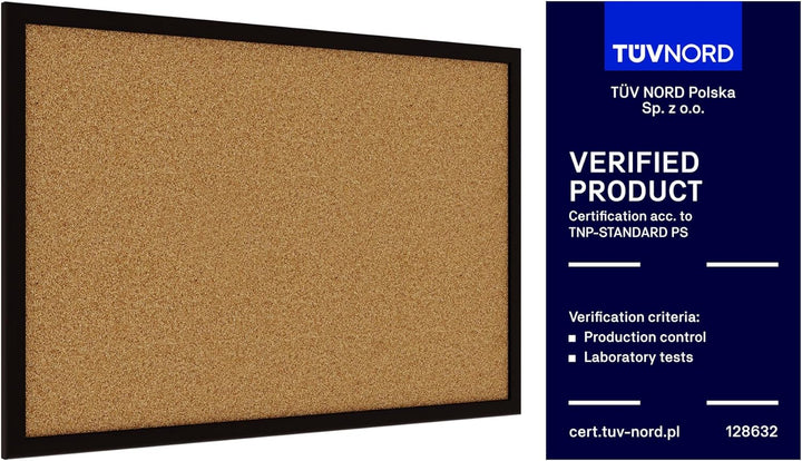 ALLboards Pinnwand mit Schwarzer Holz Rahmen 60x40cm Korktafel Korkwand Pinnwand Kork Farbiger Natur