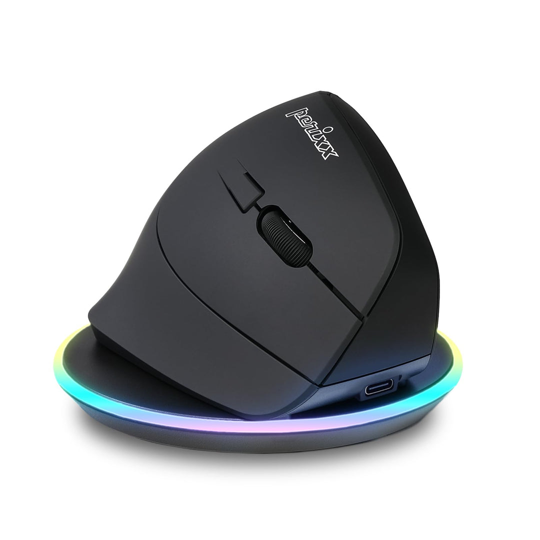 Perixx PERIMICE-715RX Kabellose Wiederaufladbare Vertikale Maus – Duale Ladefunktion (Kabel & Wirele