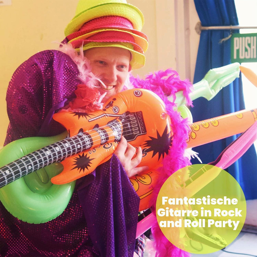 Novelty Place 12 Stück Luftgitarren Bunt Aufblasbar Gitarre Spielzeug Perfekt für Kindergeburtstage