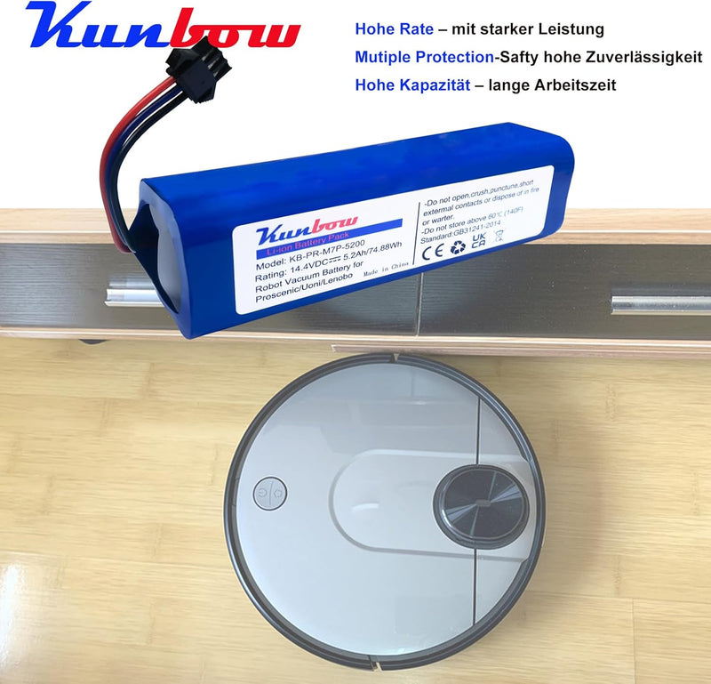 kunbow 5200mAh Li-Ion Akku, Ersatzakku für Proscenic M7 Pro, LDS M7 Pro, M8 Pro, M7 Max, U6, Xiaomi