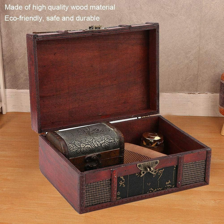 Aufbewahrungsbox aus Holz im Vintage-Stil Grösse Buch Schmuck Organizer Dekorative Schatzbox Altmodi