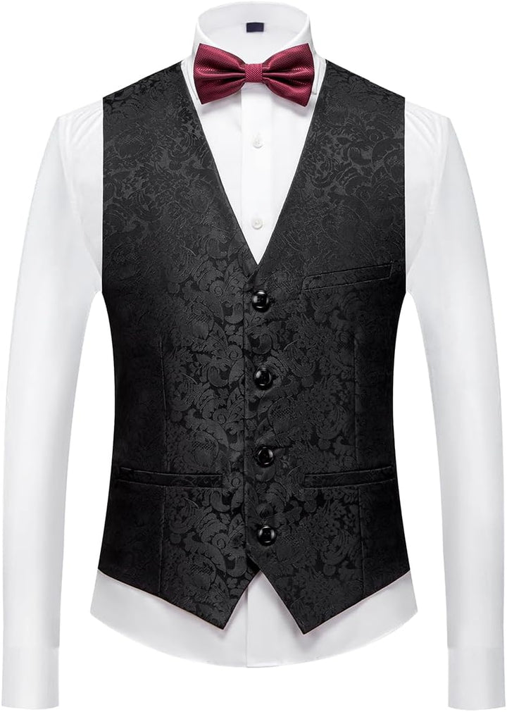 KUDORO Herren Anzüge 3-Teilig Slim Fit Paisley für Hochzeit Party Eine Knöpfe Jacquard Smoking Herre