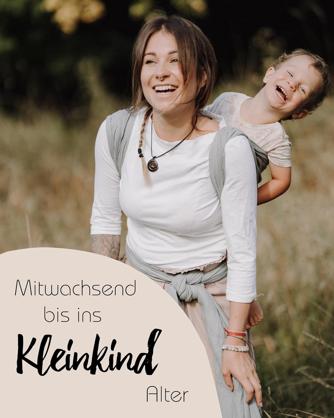 Hoppediz Baby-Tragetuch ab Geburt, Neugeboren bis Kleinkind, 100% kbA-Baumwolle (Bio), Grenada creme