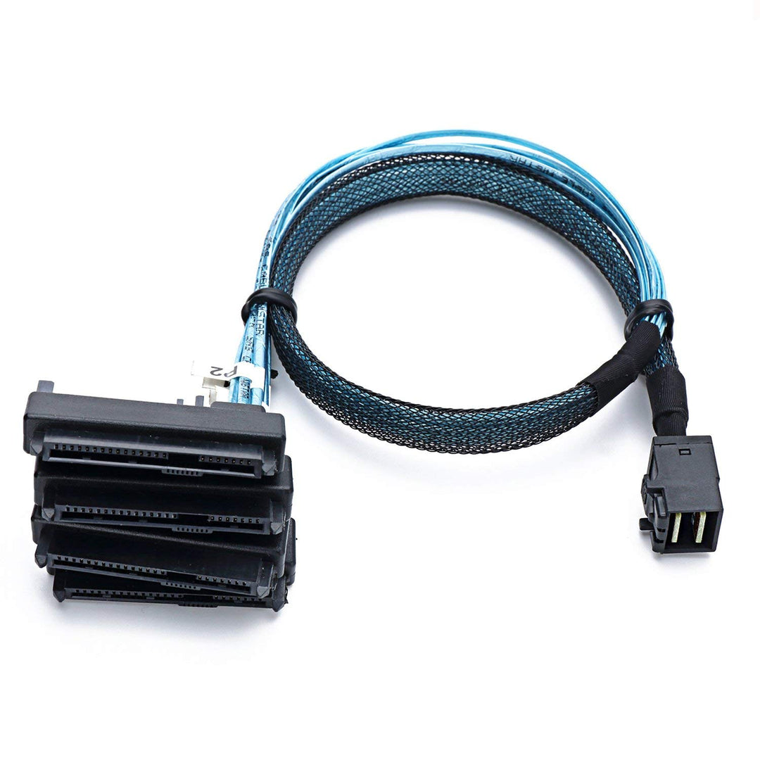 CableDeconn SFF-8643 interne Mini SAS HD auf (4) 29pin SFF-8482 Stecker mit SAS 15pol Power Port 12