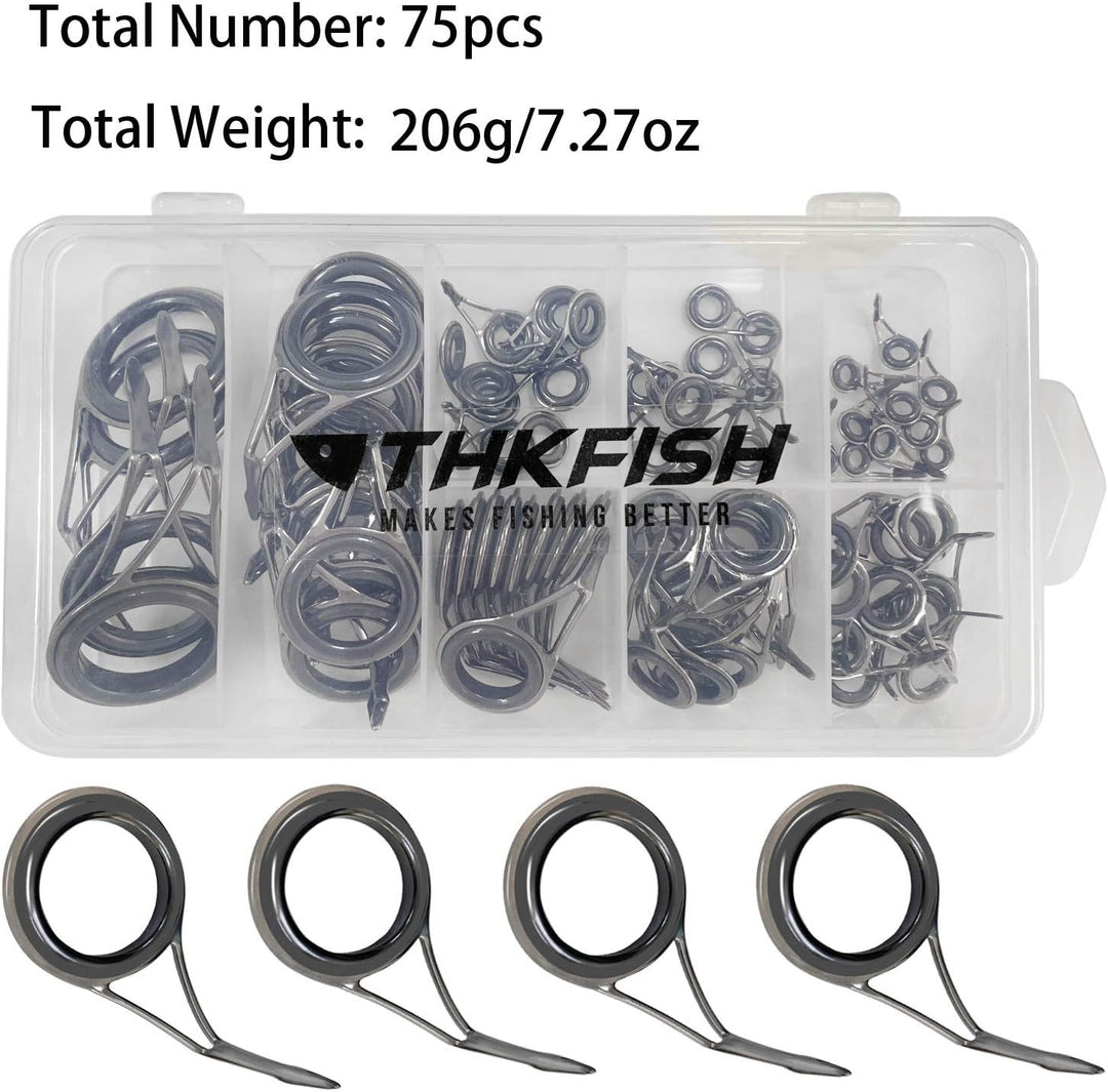 THKFISH Ruten Reparatur Kit Spinn Ruten Reparatur Keramik Edelstahl Carbon Spinnrutenführungen Angel