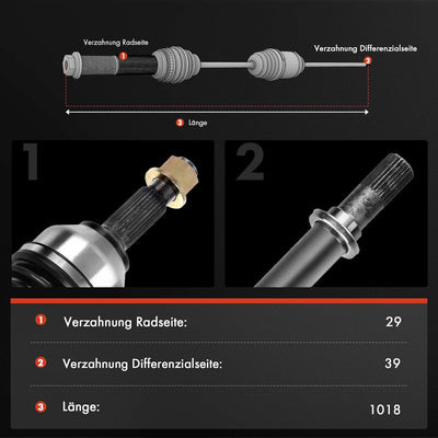 Frankberg Antriebswelle Vorderachse Rechts Kompatibel mit Talento 296 2017-2021 NV300 X82 2017-2021