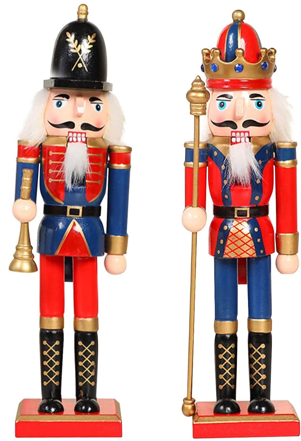 KAHEIGN 2Pcs Nussknacker Figuren Holz Nussknacker Soldaten, 30cm Traditionelle Weihnachten Nussknack