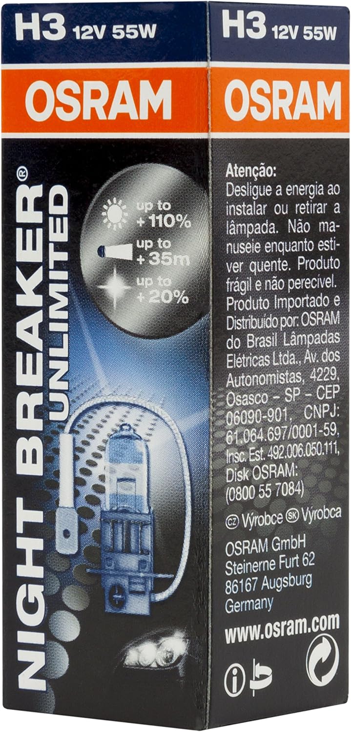 Osram Night Breaker Unlimited Halogen Birne - H3 - 12V/55W - pro Stück
